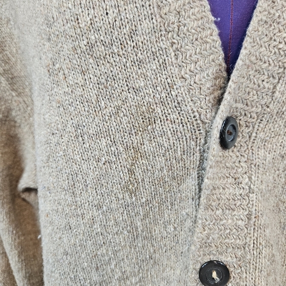 Vintage All Wool Neutral Tan Wool 1/2 Button Cardigan Sweater Size‎ XL Men's R13 - Picture 6 of 11